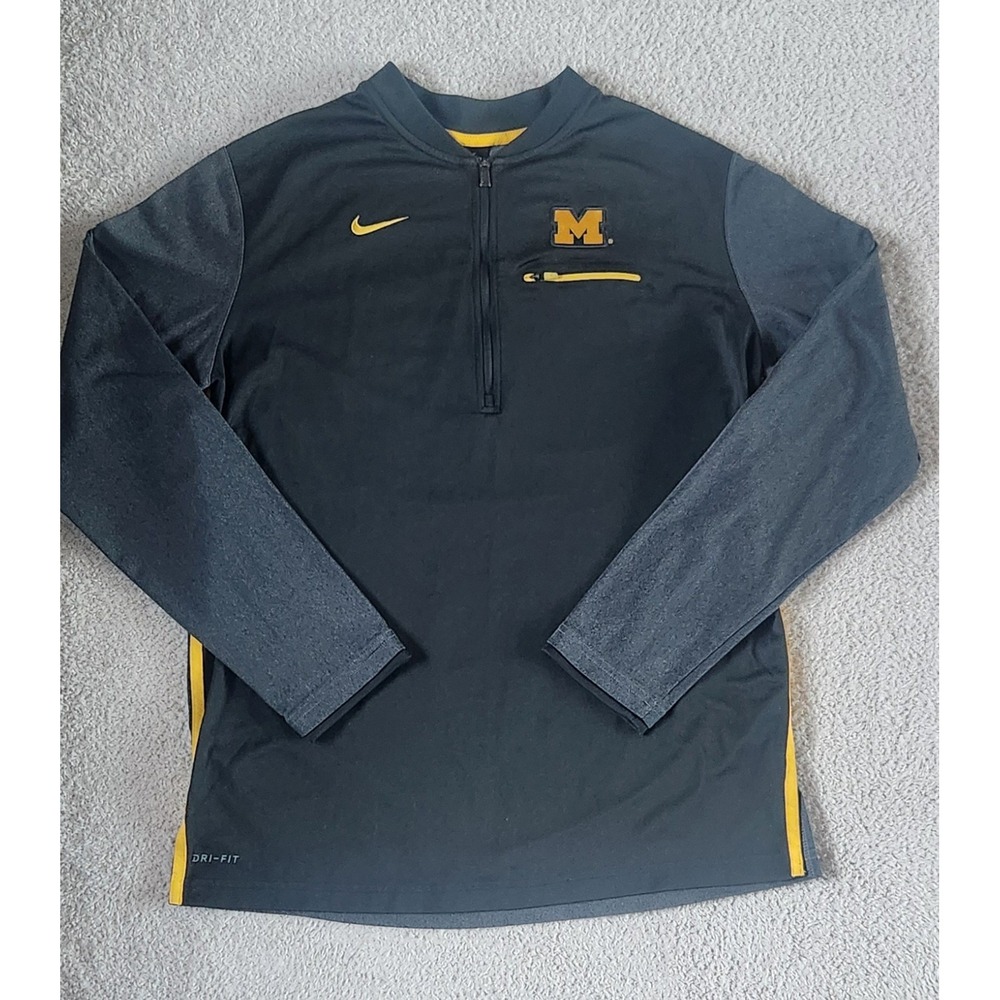 Nike Dri Fit‎ University Of Michigan Quarter Zip Mens L Charcoal NCAA Sports